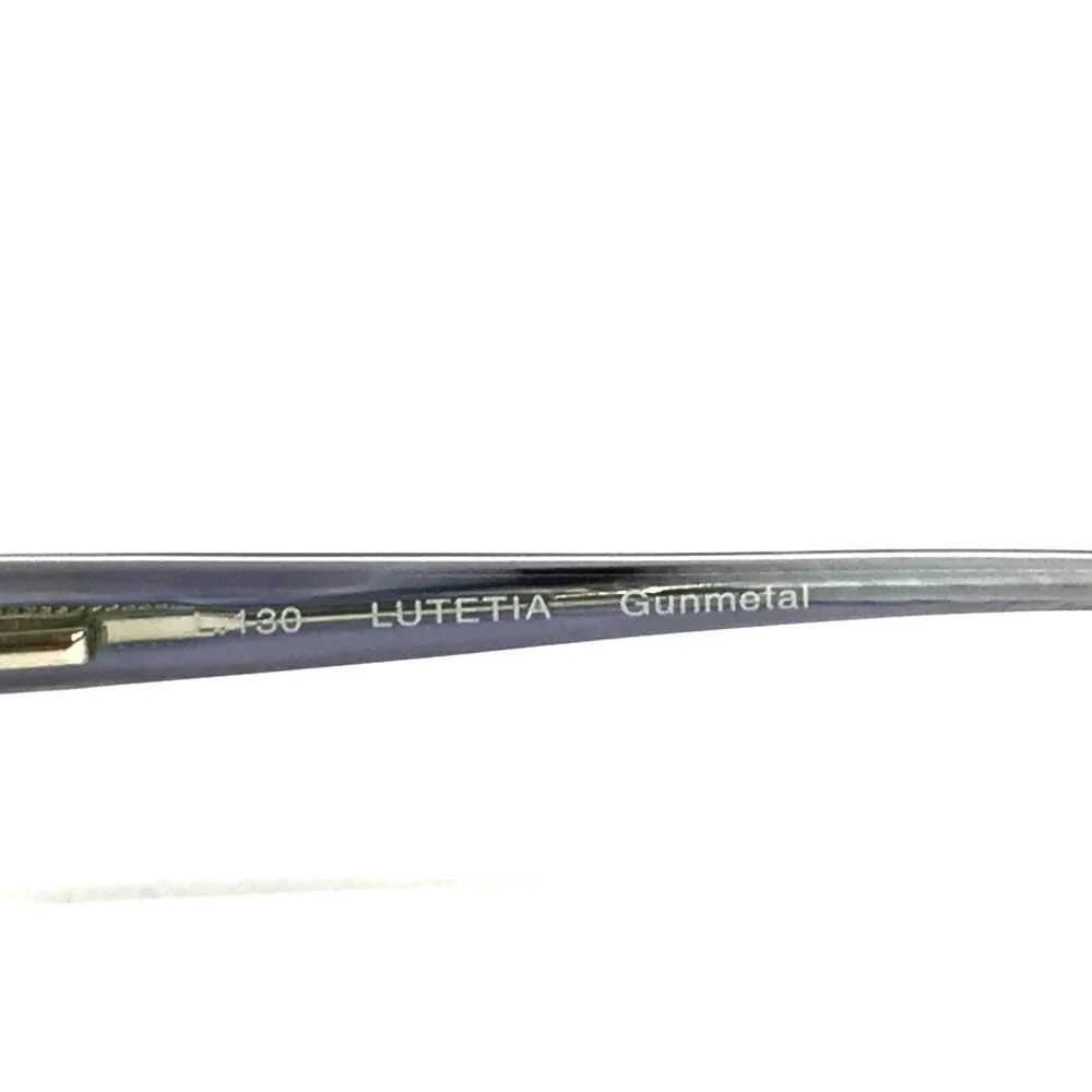 Ellen Tracy Eyeglasses Frames LUTETIA Gunmetal Gray Blue Oval Wire Rim 50-17-130